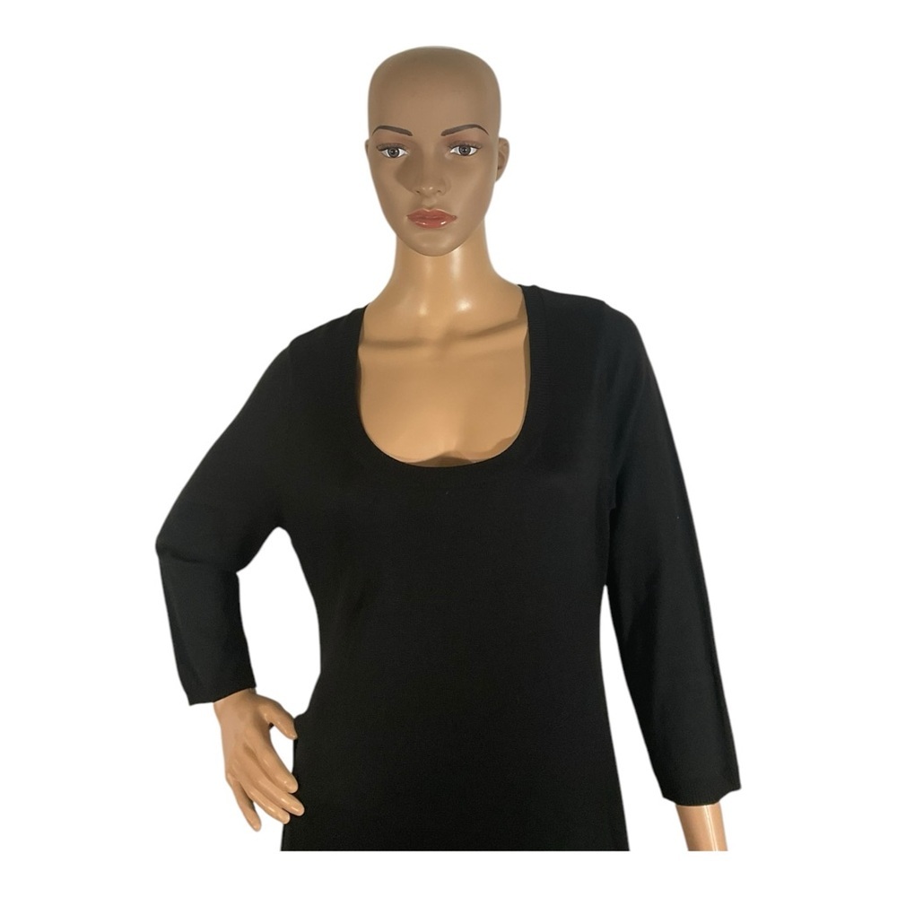 Calvin Klein Dress Women’s Black Sweater Knit Knee Tiered Fringe Dress Size PXL - Picture 2 of 12